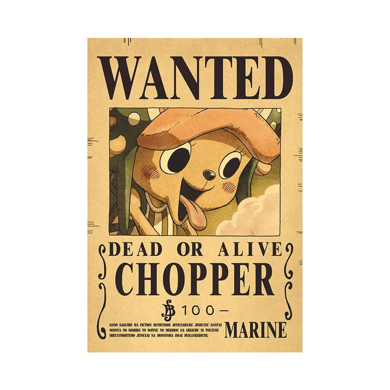 One Piece Luffy Gear 5 Nika Billion Bounty Wanted Posters Four Emperors Anime Action Figures Vintage Wall Decoration Poster Toys
