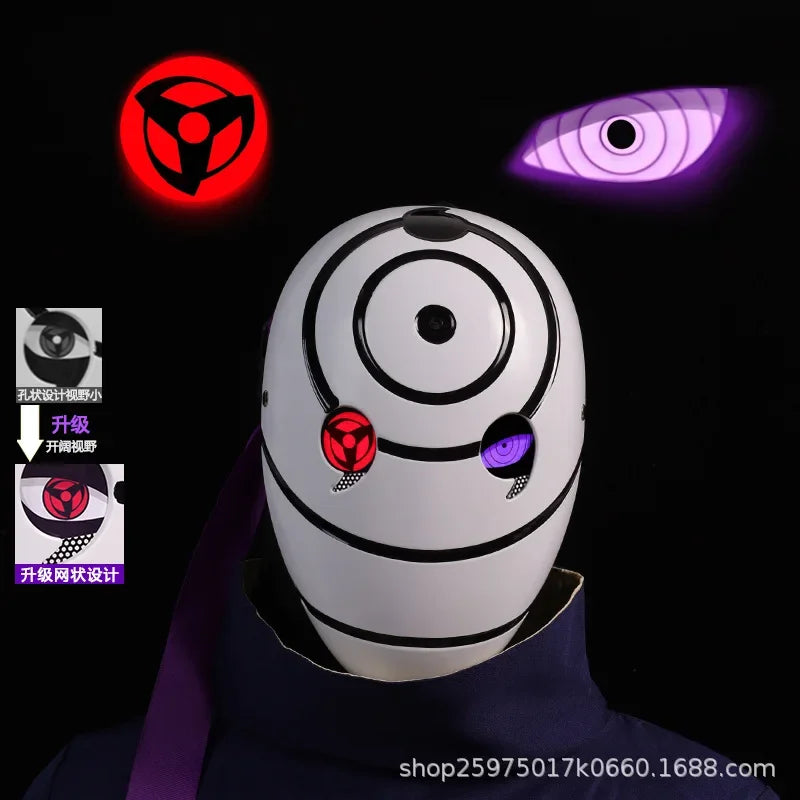 Naruto Mask Cosplay Uchiha Obito Shine Mask Akatsuki Sasuke Sharingan Cartoon Mask Shine Highly Imitative Mask Anime Halloween