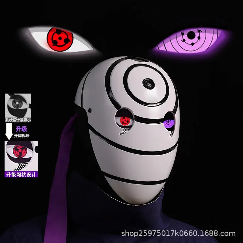 Naruto Mask Cosplay Uchiha Obito Shine Mask Akatsuki Sasuke Sharingan Cartoon Mask Shine Highly Imitative Mask Anime Halloween