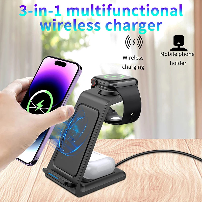 Desktop Universal Wireless Charger 2025 Innovative Products 3 in 1 Wireless Charger 30W Fast Charger for iPhone