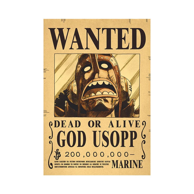 One Piece Luffy Gear 5 Nika Billion Bounty Wanted Posters Four Emperors Anime Action Figures Vintage Wall Decoration Poster Toys