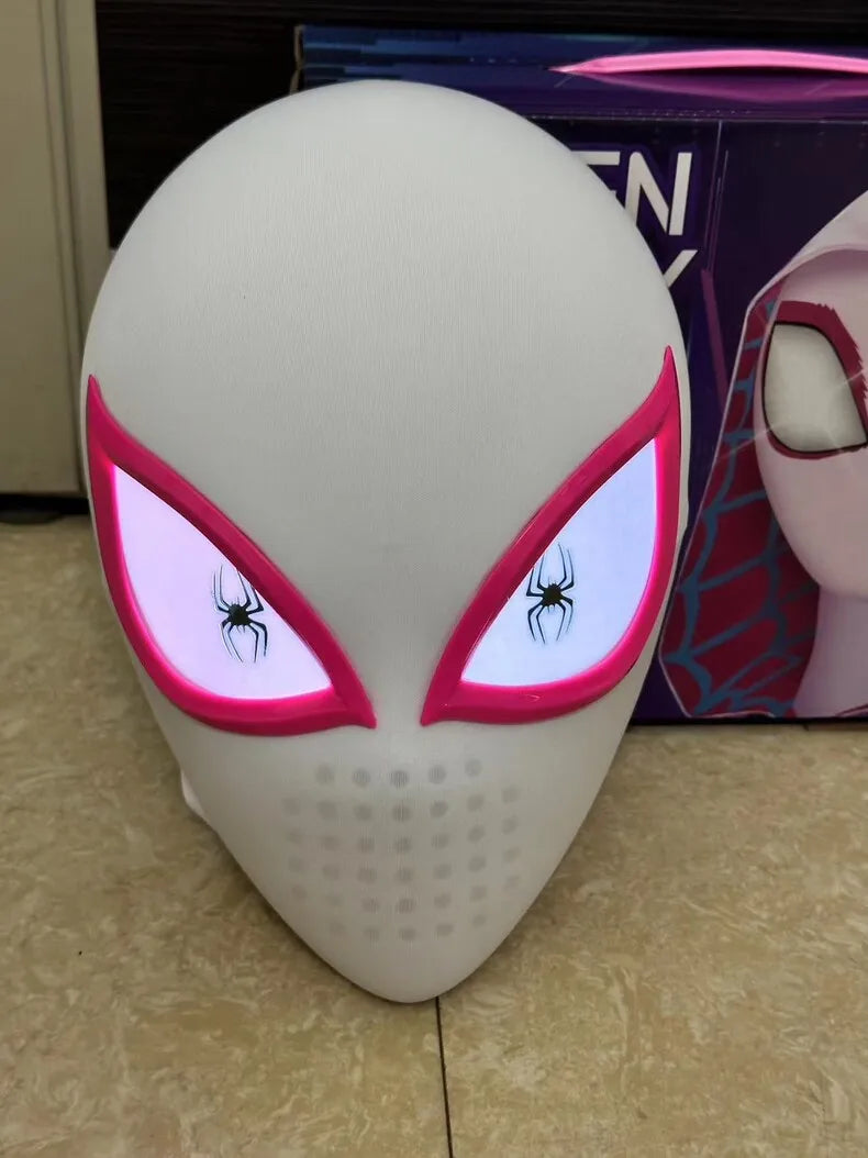 Spider Man Gwen Stacy Mask With Light Halloween Cosplay Costumes Props Movie Superhero Adult 1:1 Wearable COS Mask Headgear Gift