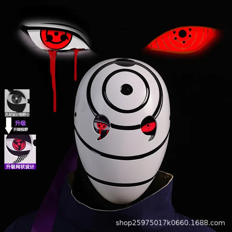 Naruto Mask Cosplay Uchiha Obito Shine Mask Akatsuki Sasuke Sharingan Cartoon Mask Shine Highly Imitative Mask Anime Halloween