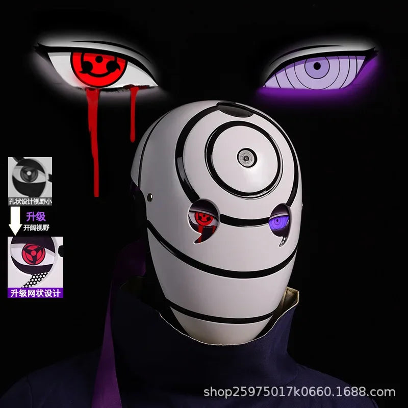 Naruto Mask Cosplay Uchiha Obito Shine Mask Akatsuki Sasuke Sharingan Cartoon Mask Shine Highly Imitative Mask Anime Halloween