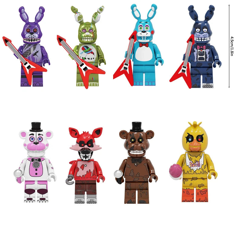 Mini Bricks Bonnie Ornament Building Block Games Figure Chica Foxy Bear Freddy Fazbear Toy Accessories Party Gifts