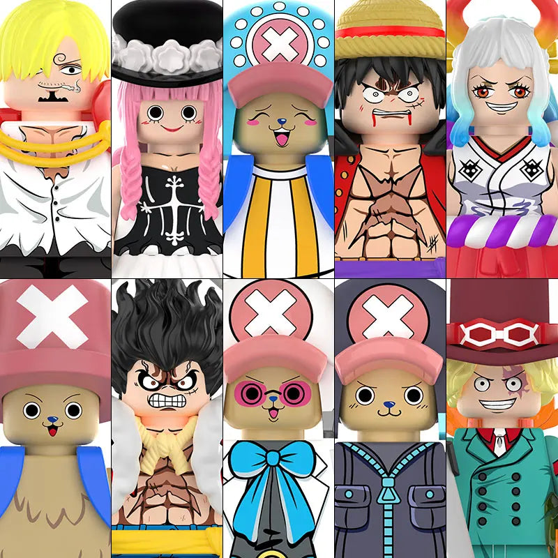 ONE PIECE Luffy  Zoro Nami Sanji Chopper Bloques de construcción Mini Figuras de acción Accesorios Regalos de Halloween y Navidad para niños