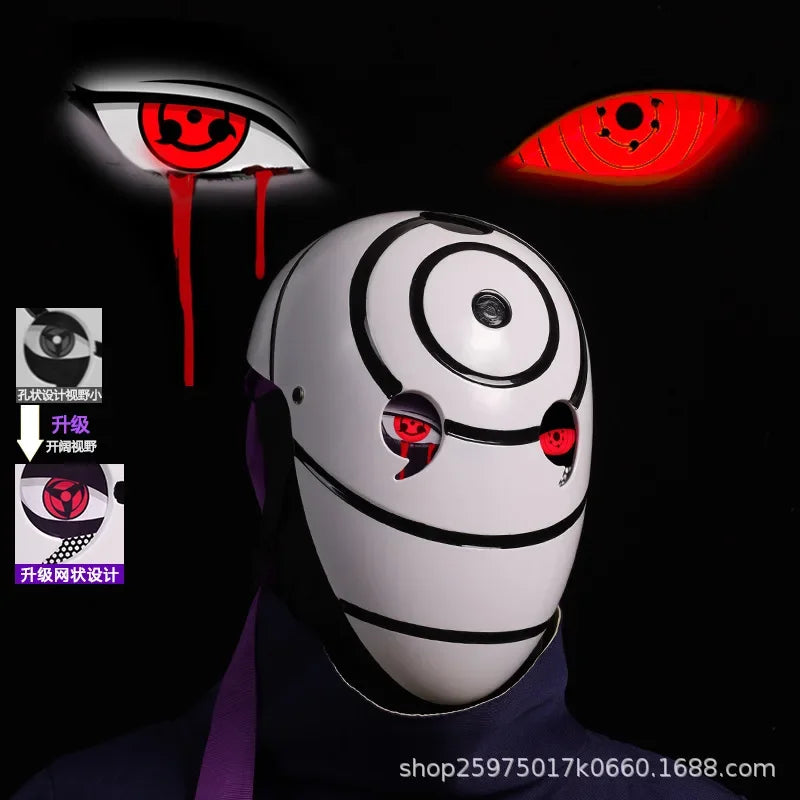 Naruto Mask Cosplay Uchiha Obito Shine Mask Akatsuki Sasuke Sharingan Cartoon Mask Shine Highly Imitative Mask Anime Halloween