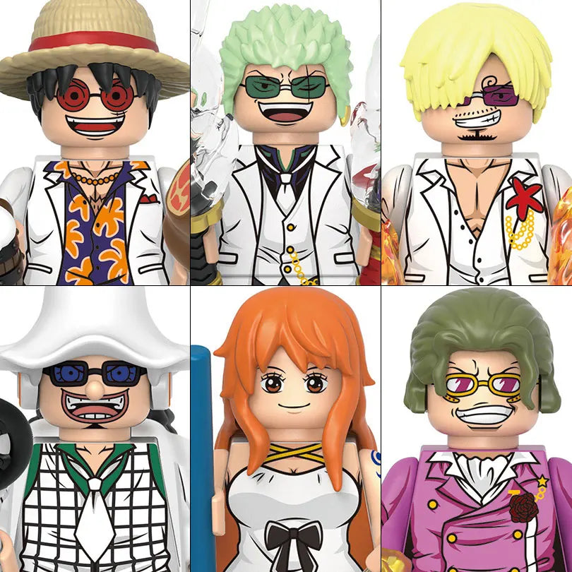 ONE PIECE Luffy  Zoro Nami Sanji Chopper Bloques de construcción Mini Figuras de acción Accesorios Regalos de Halloween y Navidad para niños