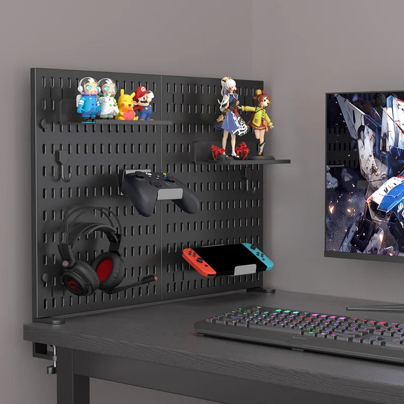 Pegboard combination desktop storage kit, vertical and clip-type pegboard display panels, suitable for home office storage.