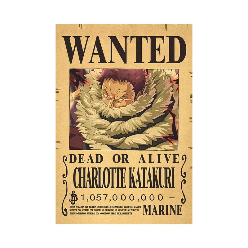 One Piece Luffy Gear 5 Nika Billion Bounty Wanted Posters Four Emperors Anime Action Figures Vintage Wall Decoration Poster Toys