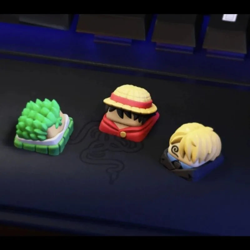 One Piece Keycaps 3D Custom Artisan Luffy Zoro Sanji Anime Character Keycaps For Mechanical Keyboard Anime Game Fans