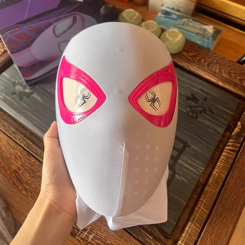 Spider Man Gwen Stacy Mask With Light Halloween Cosplay Costumes Props Movie Superhero Adult 1:1 Wearable COS Mask Headgear Gift