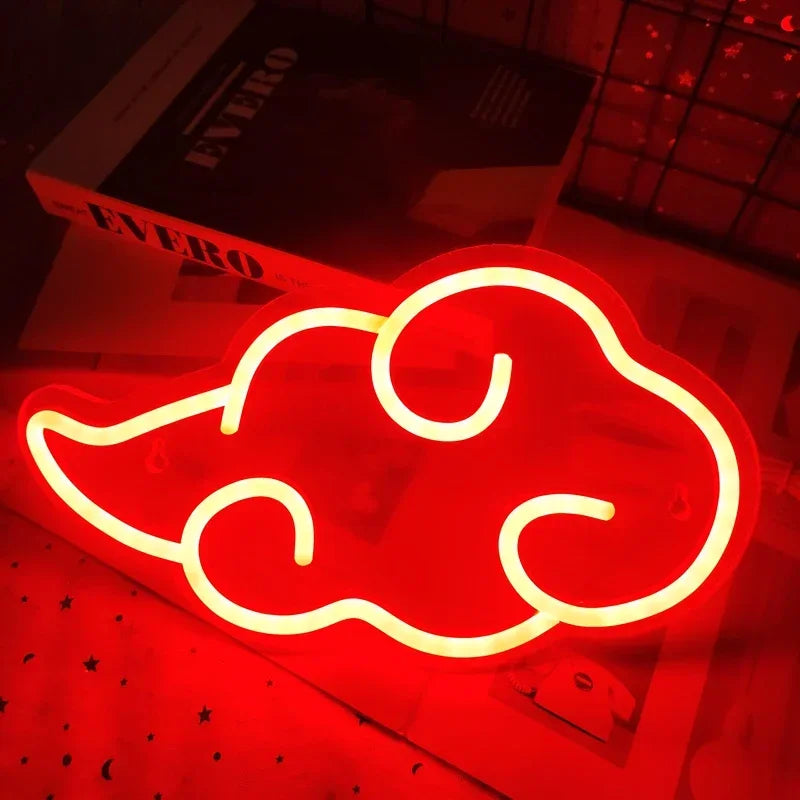 Naruto LED Night Light Anime USB Wall Light Room Art Decor Home Bedroom Creative Gaming Room Decoration Red Cloud Akatsuki Gifts