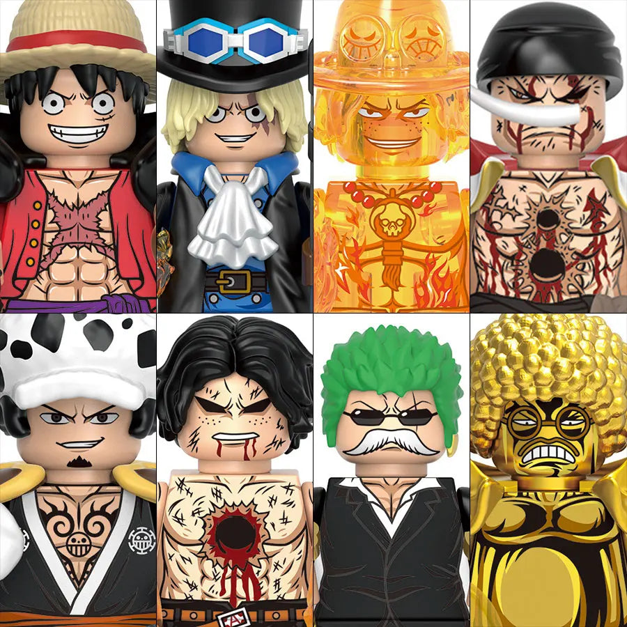 ONE PIECE Luffy  Zoro Nami Sanji Chopper Bloques de construcción Mini Figuras de acción Accesorios Regalos de Halloween y Navidad para niños