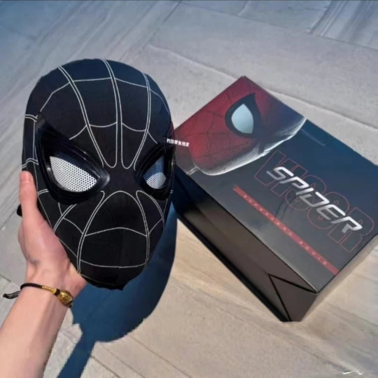 Breathable Spider Man Headset with chin, operable blink, touch, glowing mask, Miles Halloween cosplay, boys' headgear toy