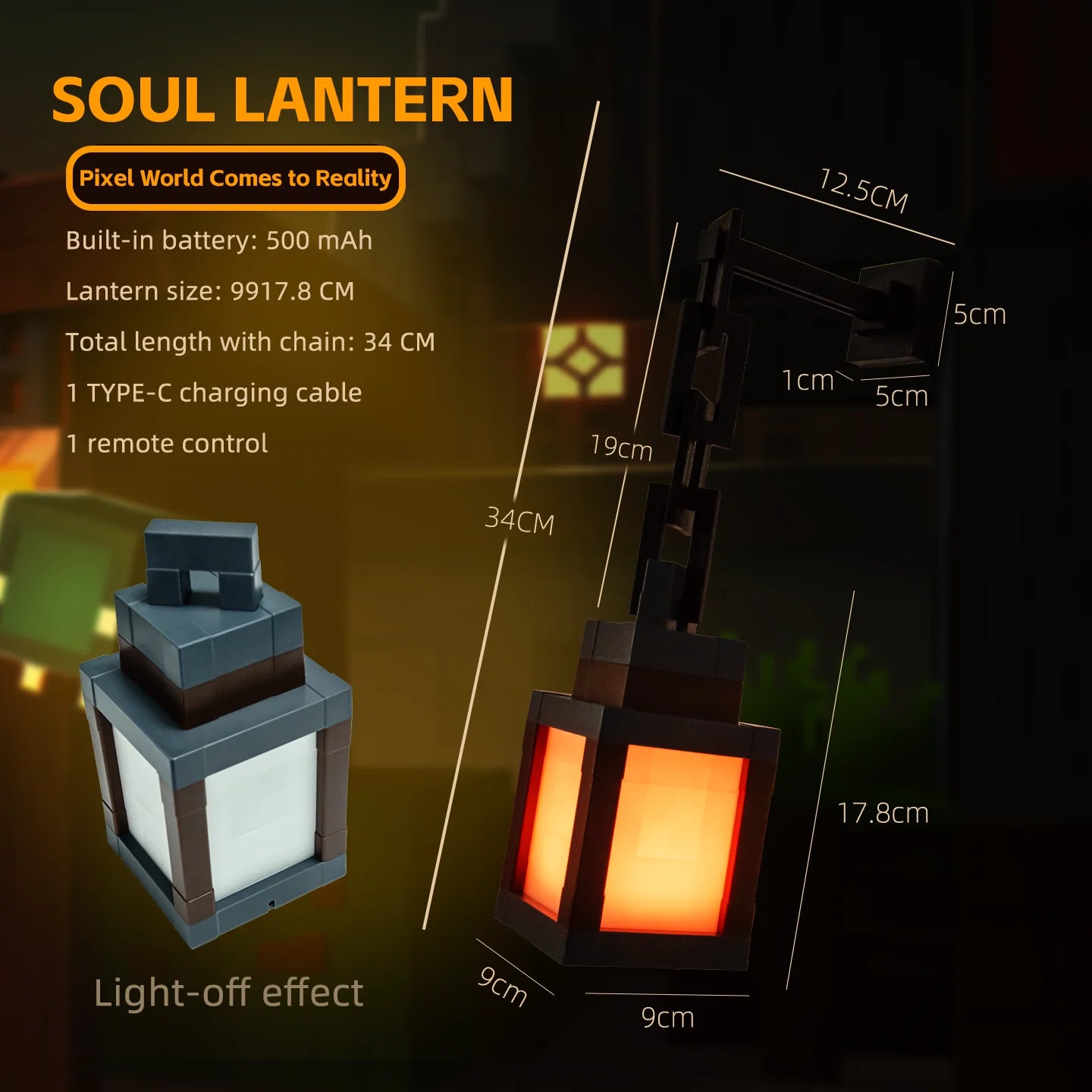 16 Colors Luminous Lantern Nightlight Game Pixel Style Atmosphere Light Rechargeable DIY Home Decor Ornament Festival Lantern