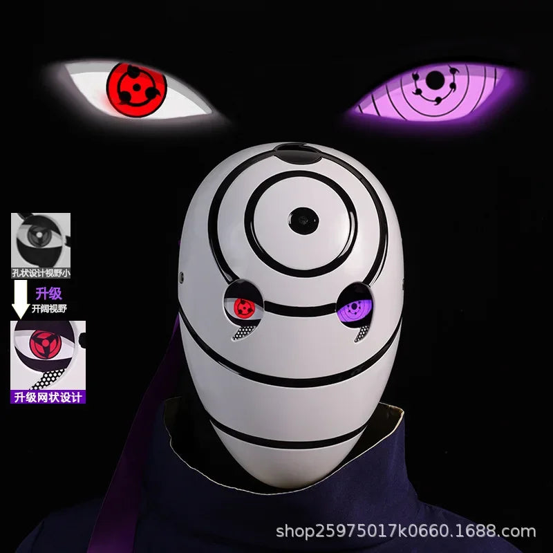 Naruto Mask Cosplay Uchiha Obito Shine Mask Akatsuki Sasuke Sharingan Cartoon Mask Shine Highly Imitative Mask Anime Halloween