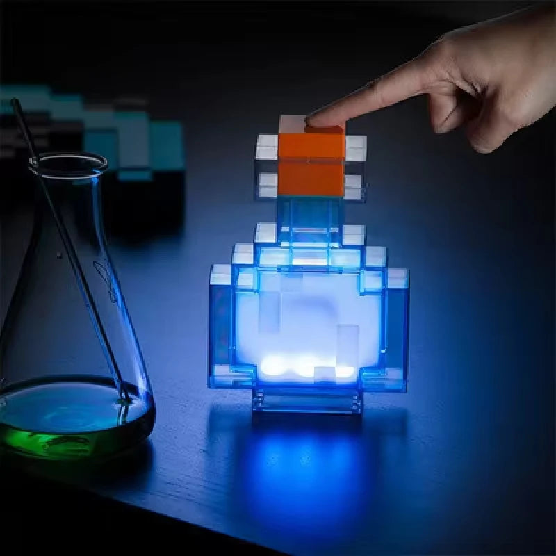 MC Game Potion Bottle Night Light 7 Colors Changing LED Tap Control Rechargeable Atmosphere Lamp for Bedroom Desk Decor Gifts