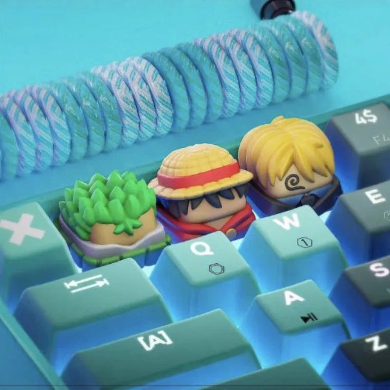 One Piece Keycaps 3D Custom Artisan Luffy Zoro Sanji Anime Character Keycaps For Mechanical Keyboard Anime Game Fans
