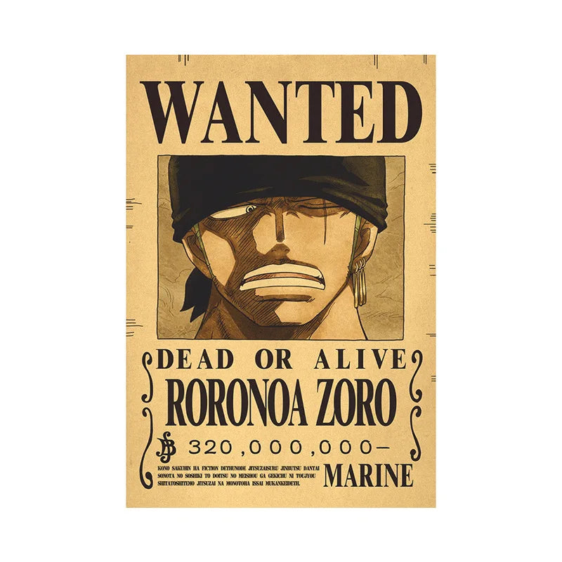 One Piece Luffy Gear 5 Nika Billion Bounty Wanted Posters Four Emperors Anime Action Figures Vintage Wall Decoration Poster Toys