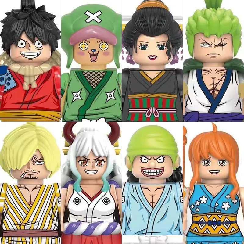 ONE PIECE Luffy  Zoro Nami Sanji Chopper Bloques de construcción Mini Figuras de acción Accesorios Regalos de Halloween y Navidad para niños