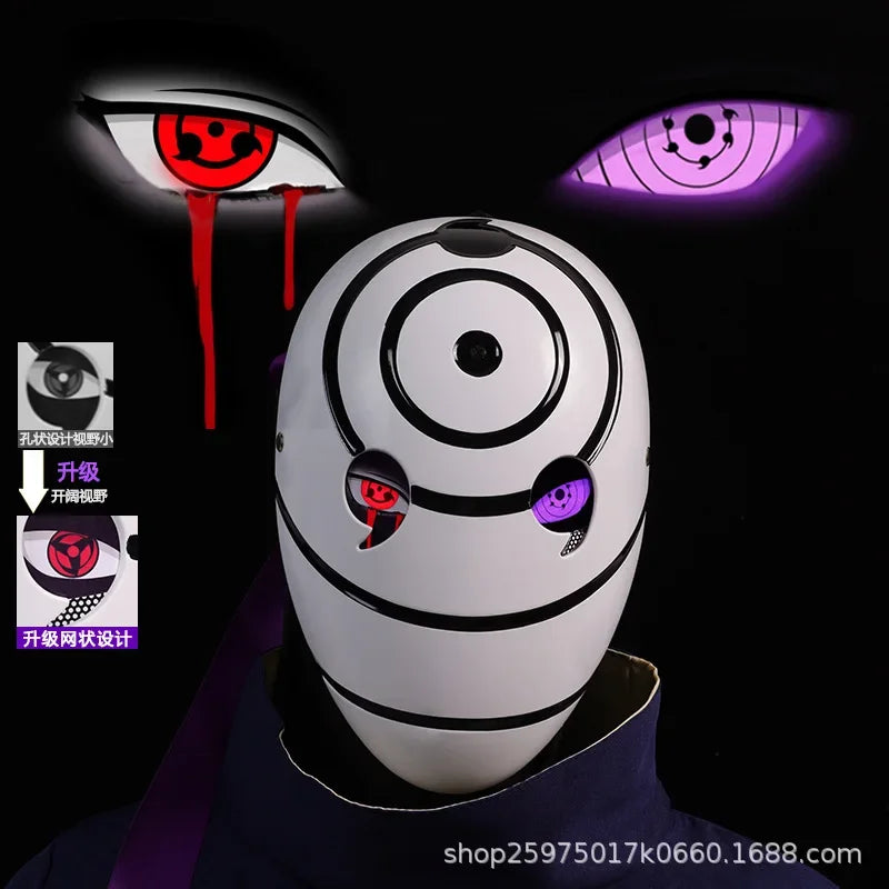 Naruto Mask Cosplay Uchiha Obito Shine Mask Akatsuki Sasuke Sharingan Cartoon Mask Shine Highly Imitative Mask Anime Halloween