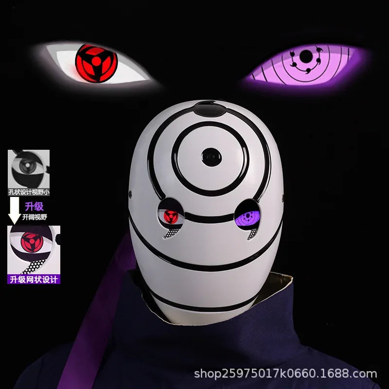Naruto Mask Cosplay Uchiha Obito Shine Mask Akatsuki Sasuke Sharingan Cartoon Mask Shine Highly Imitative Mask Anime Halloween