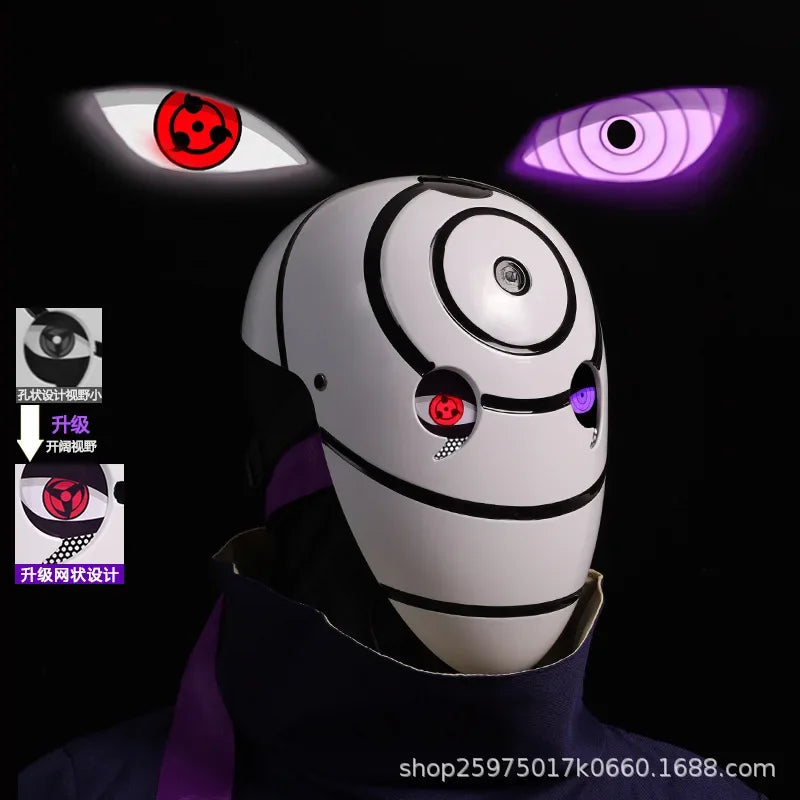 Naruto Mask Cosplay Uchiha Obito Shine Mask Akatsuki Sasuke Sharingan Cartoon Mask Shine Highly Imitative Mask Anime Halloween