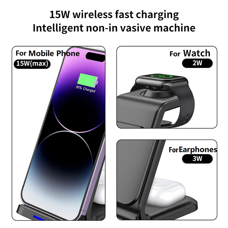 Desktop Universal Wireless Charger 2025 Innovative Products 3 in 1 Wireless Charger 30W Fast Charger for iPhone