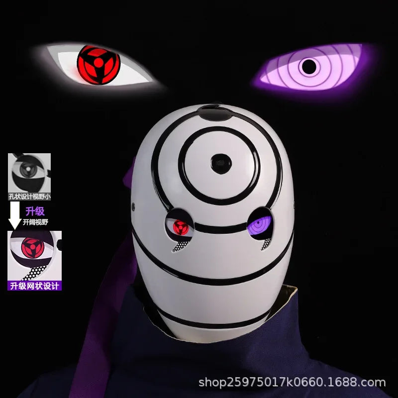 Naruto Mask Cosplay Uchiha Obito Shine Mask Akatsuki Sasuke Sharingan Cartoon Mask Shine Highly Imitative Mask Anime Halloween