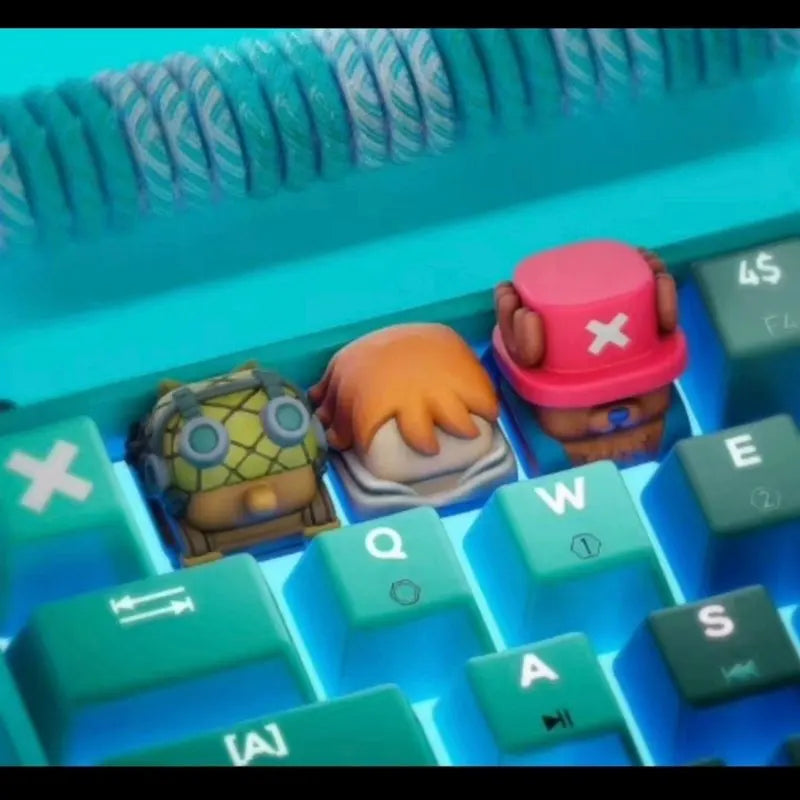 One Piece Keycaps 3D Custom Artisan Luffy Zoro Sanji Anime Character Keycaps For Mechanical Keyboard Anime Game Fans