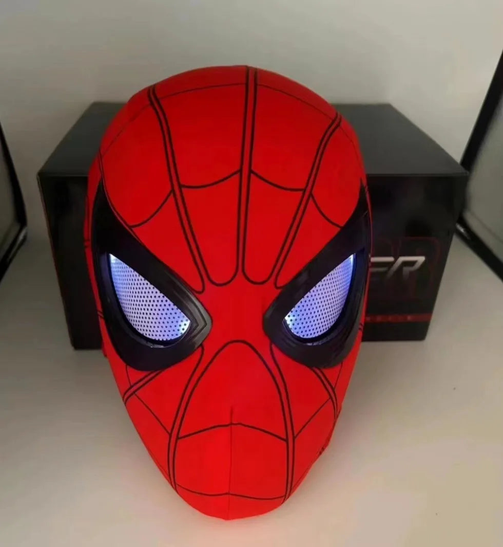 Breathable Spider Man Headset with chin, operable blink, touch, glowing mask, Miles Halloween cosplay, boys' headgear toy