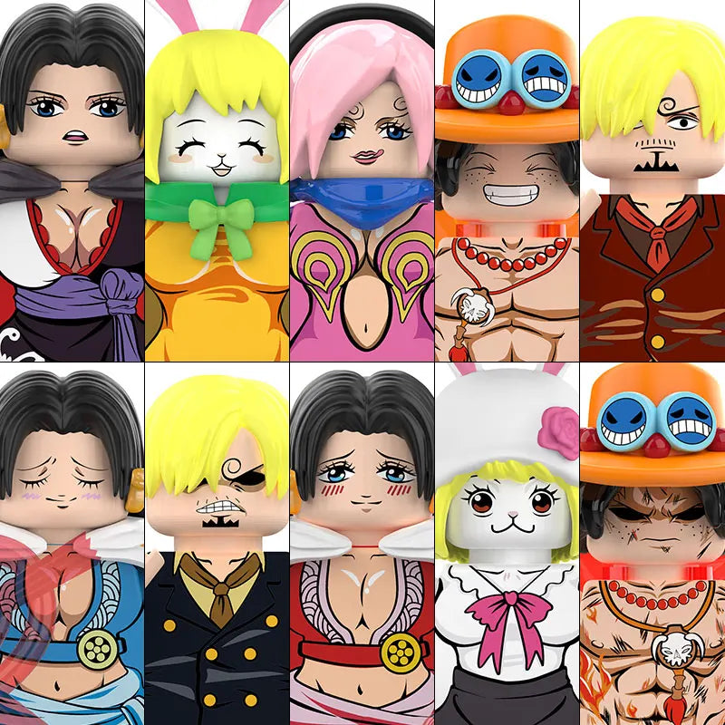 ONE PIECE Luffy  Zoro Nami Sanji Chopper Bloques de construcción Mini Figuras de acción Accesorios Regalos de Halloween y Navidad para niños
