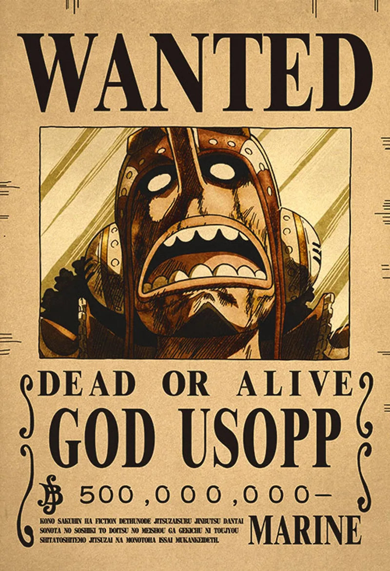 One Piece Luffy Gear 5 Nika Billion Bounty Wanted Posters Four Emperors Anime Action Figures Vintage Wall Decoration Poster Toys