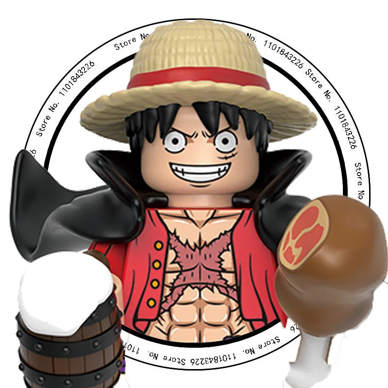 ONE PIECE Luffy  Zoro Nami Sanji Chopper Bloques de construcción Mini Figuras de acción Accesorios Regalos de Halloween y Navidad para niños