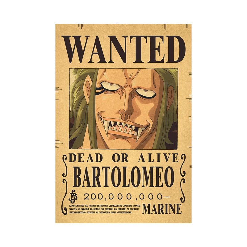 One Piece Luffy Gear 5 Nika Billion Bounty Wanted Posters Four Emperors Anime Action Figures Vintage Wall Decoration Poster Toys