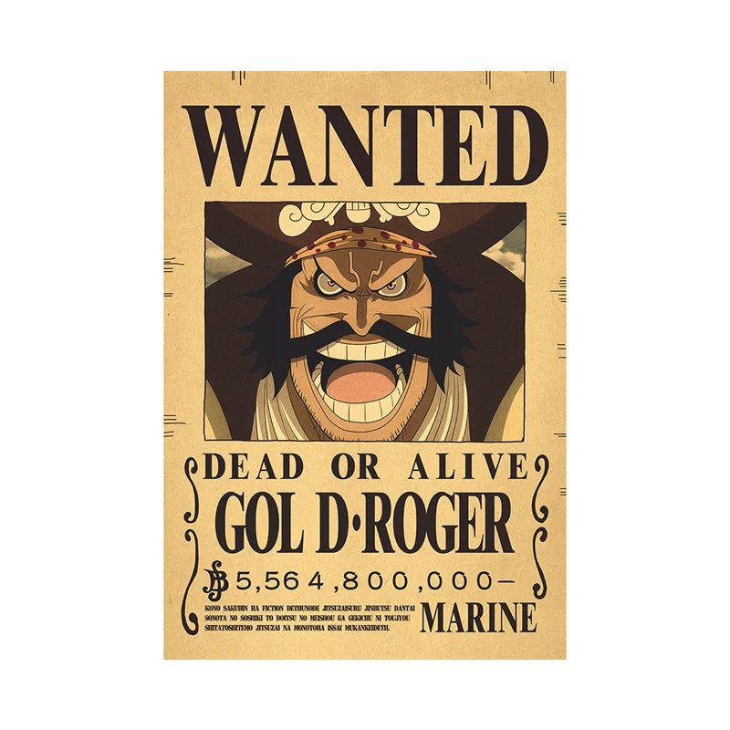 One Piece Luffy Gear 5 Nika Billion Bounty Wanted Posters Four Emperors Anime Action Figures Vintage Wall Decoration Poster Toys