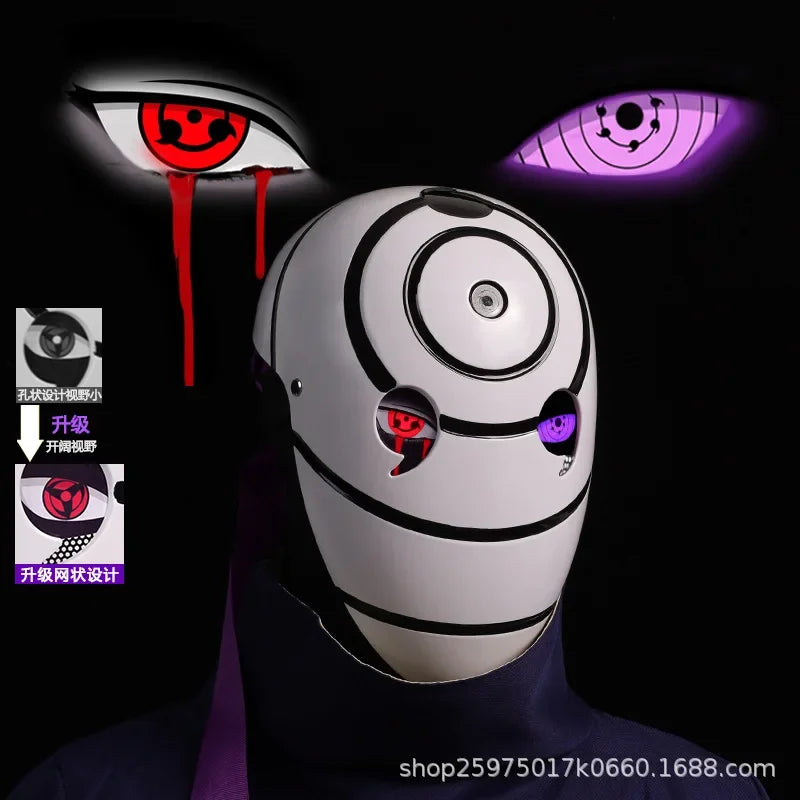 Naruto Mask Cosplay Uchiha Obito Shine Mask Akatsuki Sasuke Sharingan Cartoon Mask Shine Highly Imitative Mask Anime Halloween