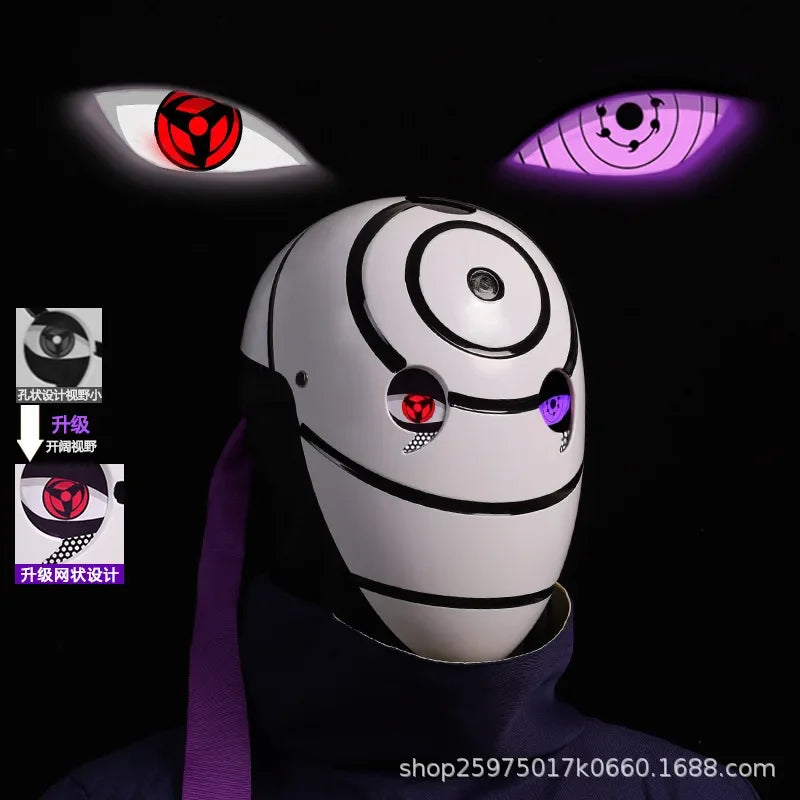 Naruto Mask Cosplay Uchiha Obito Shine Mask Akatsuki Sasuke Sharingan Cartoon Mask Shine Highly Imitative Mask Anime Halloween