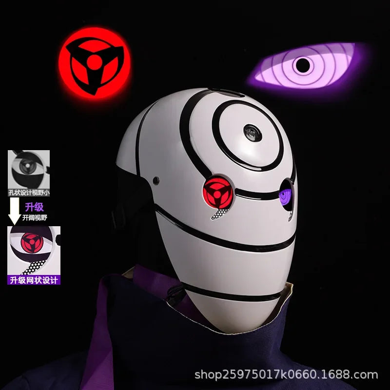 Naruto Mask Cosplay Uchiha Obito Shine Mask Akatsuki Sasuke Sharingan Cartoon Mask Shine Highly Imitative Mask Anime Halloween