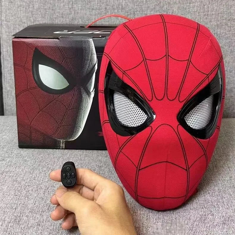 Breathable Spider Man Headset with chin, operable blink, touch, glowing mask, Miles Halloween cosplay, boys' headgear toy