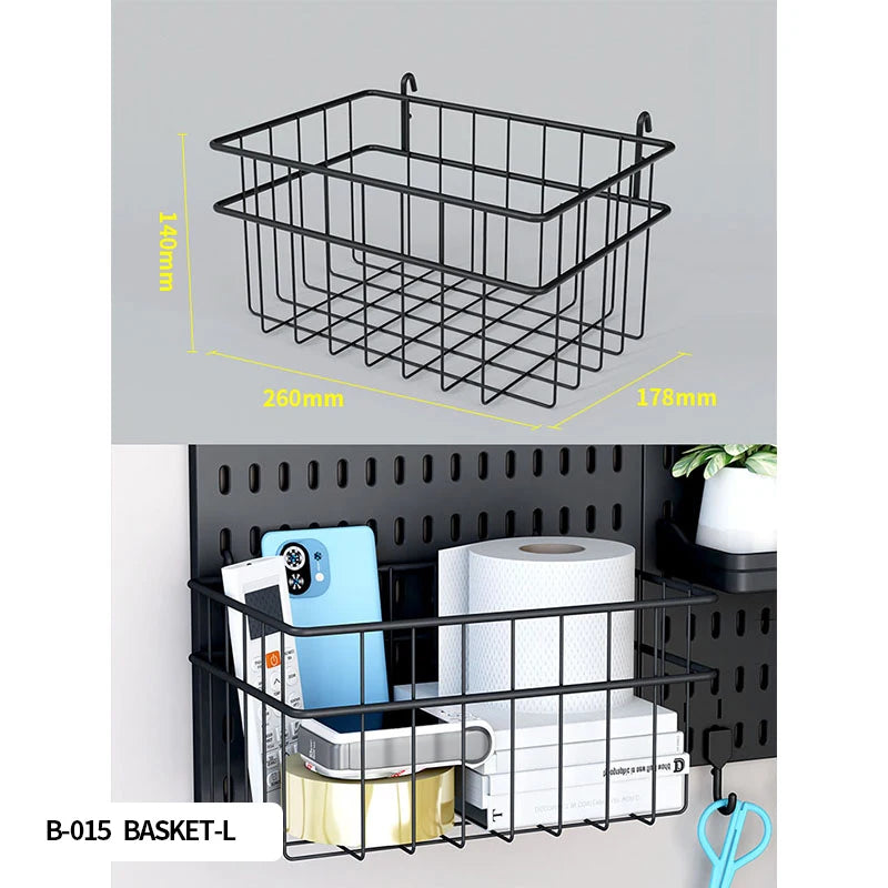 Pegboard combination desktop storage kit, vertical and clip-type pegboard display panels, suitable for home office storage.