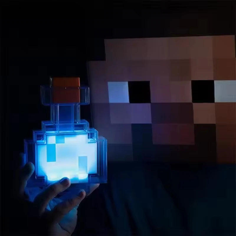 MC Game Potion Bottle Night Light 7 Colors Changing LED Tap Control Rechargeable Atmosphere Lamp for Bedroom Desk Decor Gifts