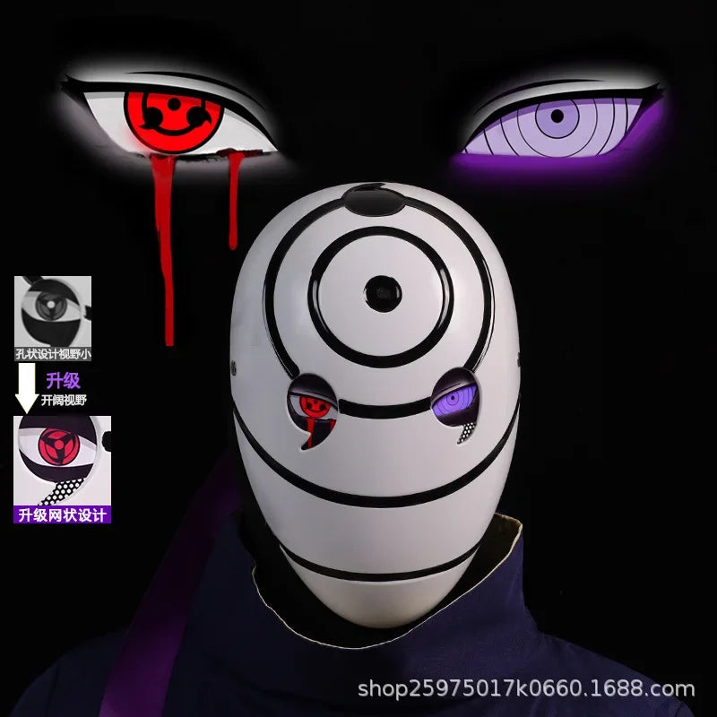Naruto Mask Cosplay Uchiha Obito Shine Mask Akatsuki Sasuke Sharingan Cartoon Mask Shine Highly Imitative Mask Anime Halloween