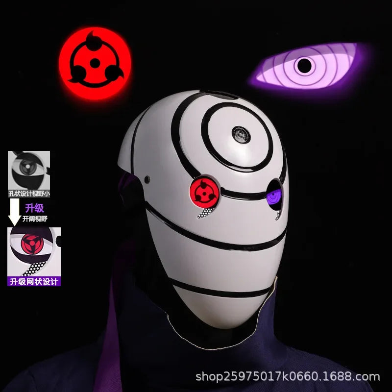 Naruto Mask Cosplay Uchiha Obito Shine Mask Akatsuki Sasuke Sharingan Cartoon Mask Shine Highly Imitative Mask Anime Halloween