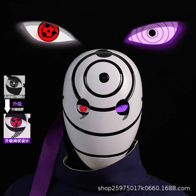 Naruto Mask Cosplay Uchiha Obito Shine Mask Akatsuki Sasuke Sharingan Cartoon Mask Shine Highly Imitative Mask Anime Halloween