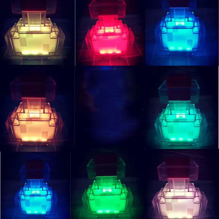 MC Game Potion Bottle Night Light 7 Colors Changing LED Tap Control Rechargeable Atmosphere Lamp for Bedroom Desk Decor Gifts