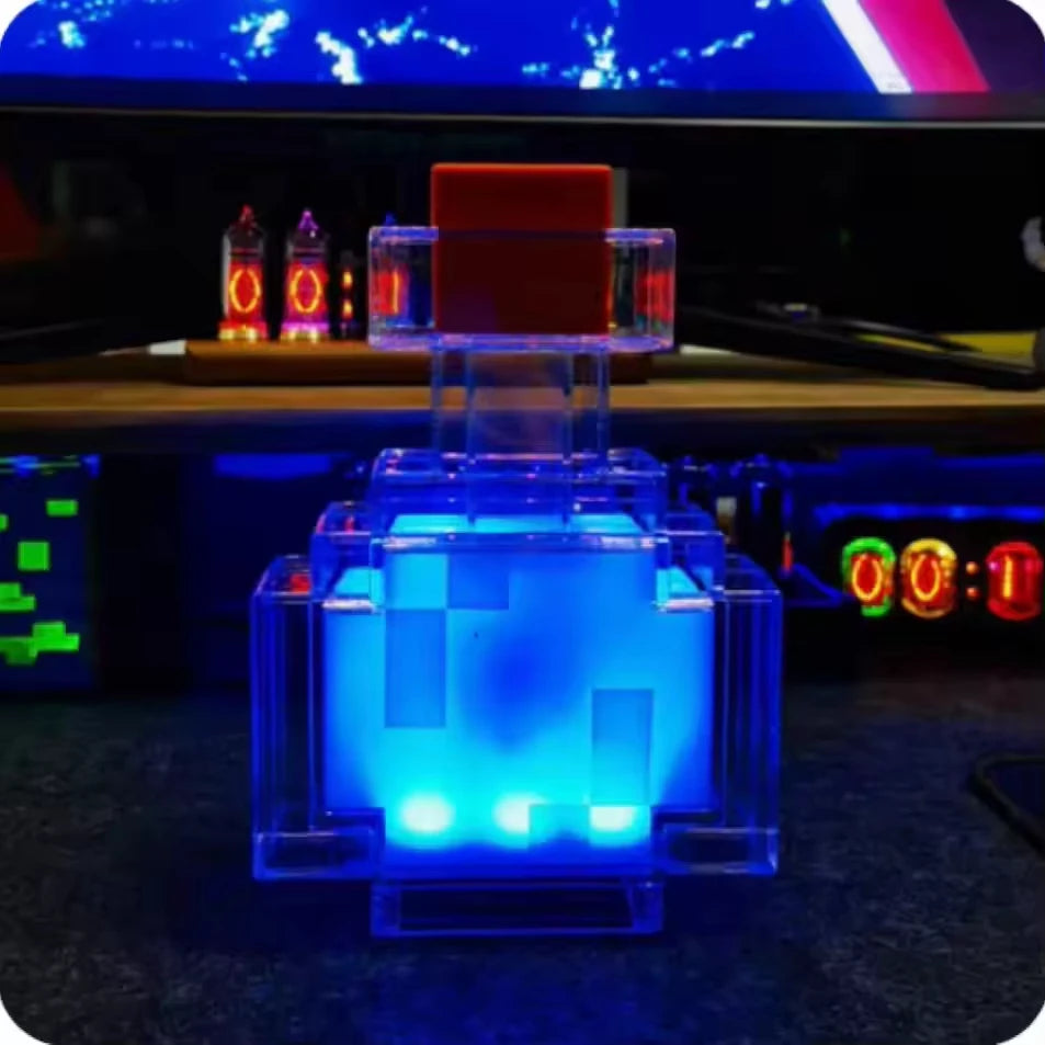 MC Game Potion Bottle Night Light 7 Colors Changing LED Tap Control Rechargeable Atmosphere Lamp for Bedroom Desk Decor Gifts