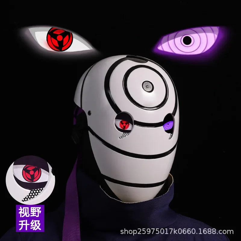 Naruto Mask Cosplay Uchiha Obito Shine Mask Akatsuki Sasuke Sharingan Cartoon Mask Shine Highly Imitative Mask Anime Halloween
