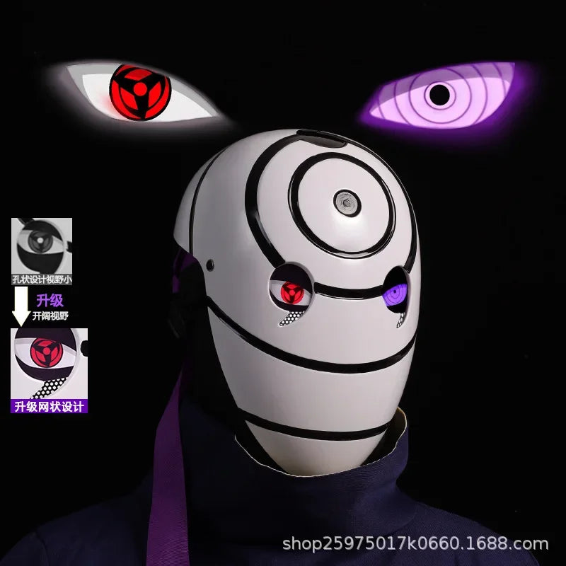 Naruto Mask Cosplay Uchiha Obito Shine Mask Akatsuki Sasuke Sharingan Cartoon Mask Shine Highly Imitative Mask Anime Halloween